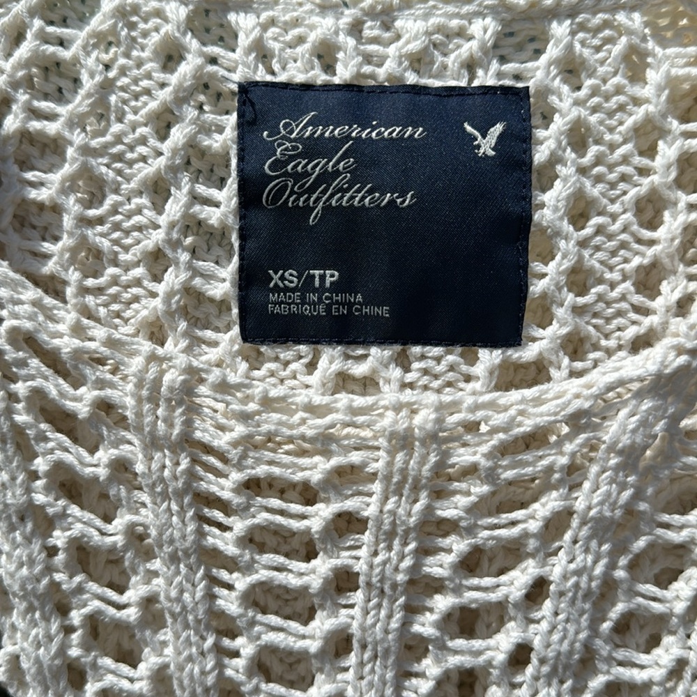 American eagle crochet hoodie tan size XS - Picture 2 of 3